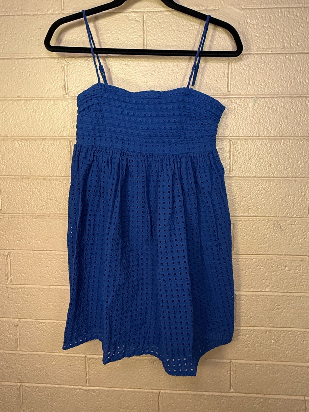 Rewind Royal Blue Eyelet Smocked Dress